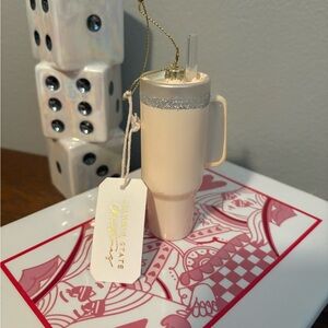 Altar'd State Cream Glitter Tumbler Ornament